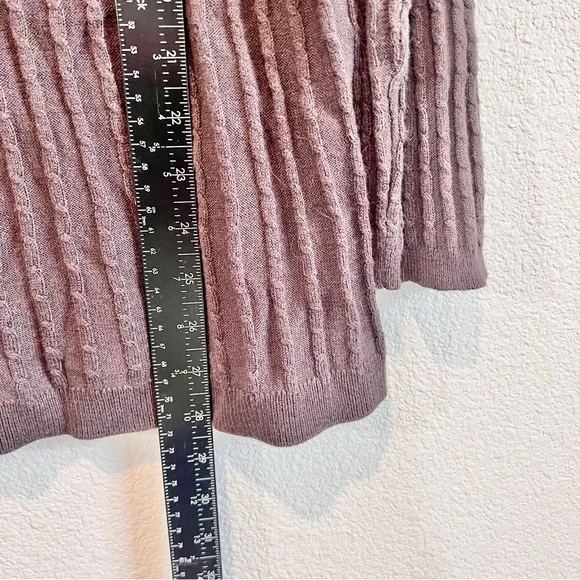 Soft Surroundings Ribbed Cowl Neck Cable Knit Sweater Brown Cozy Fall Layer M - Picture 7 of 9